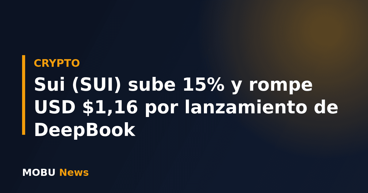 Sui (SUI) sube 15% y rompe USD $1,16 por lanzamiento de DeepBook