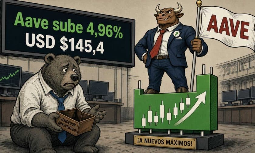 AAVE sube 4,96% y presiona resistencia en US$ 147,5