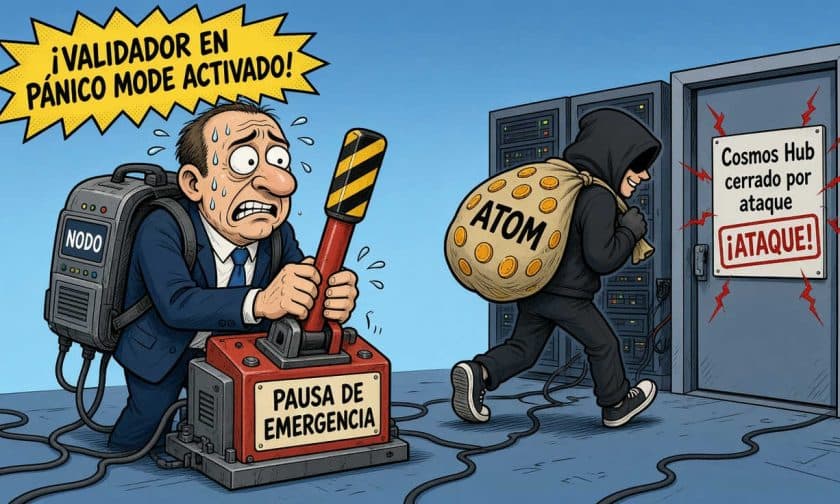 ATOM cae 6,46% tras hackeo en Neutron y parada de Cosmos Hub
