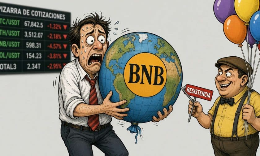 BNB cae 1,52% y sostiene soporte en USD $750,76