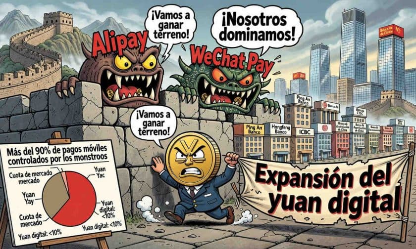Yuan digital chino: 30 bancos operan e-CNY tras expansión