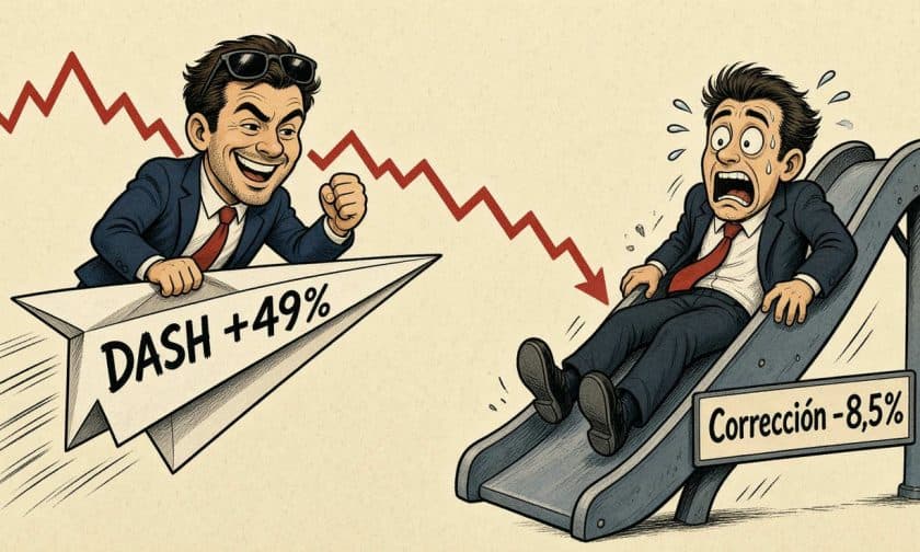 Dash cae 8,51% en 24 horas tras ganar 49,65% en 30 días