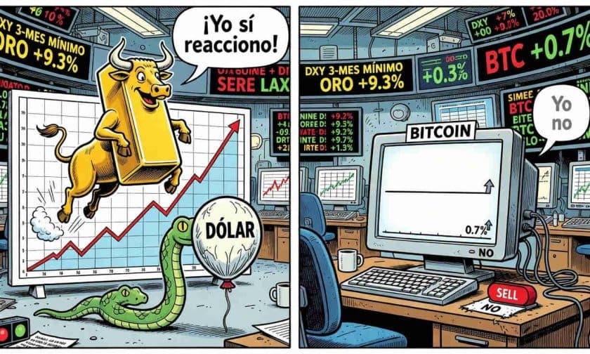 Dólar cae a mínimo de 3 meses: oro sube 9,3% pero Bitcoin no reacciona