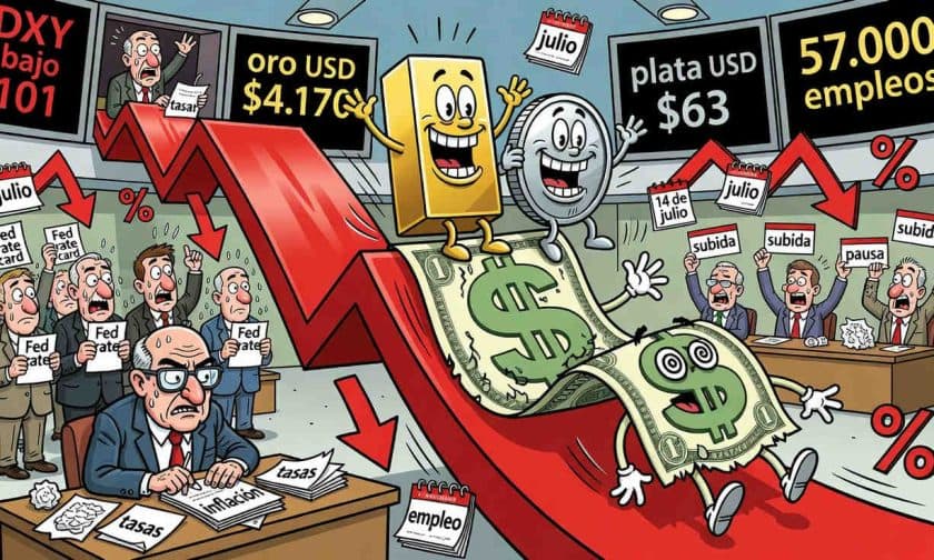 Dólar débil impulsa oro y plata al alza en julio 2026