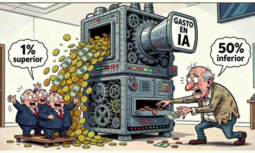 Concentración de gasto en IA: el 1% supera al 50% inferior