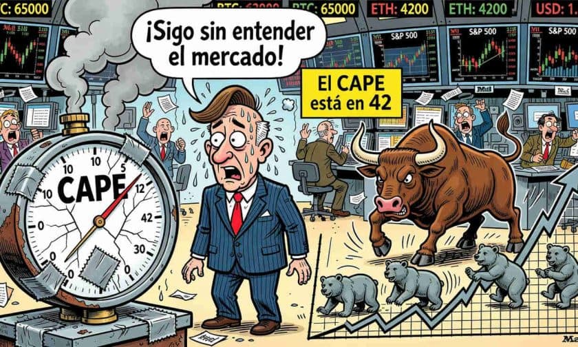CAPE de Shiller en 42: máximo en 26 años pero sin colapso