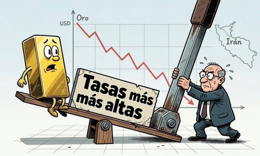 Oro cae a USD $4.280: expectativas de nuevas alzas de tasas de la Fed