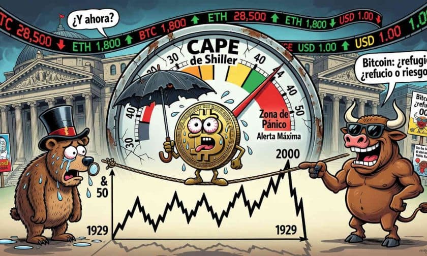 Ratio CAPE del S&P 500 en máximos de 1929 y 2000: qué significa para Bitcoin