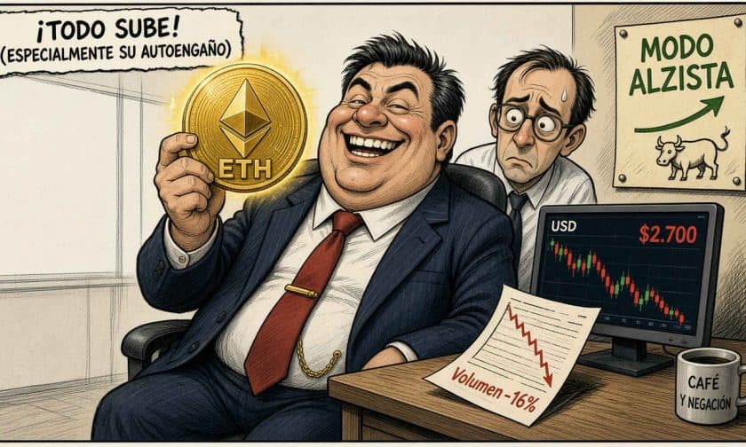 Ethereum defiende USD $2.700 con volumen débil