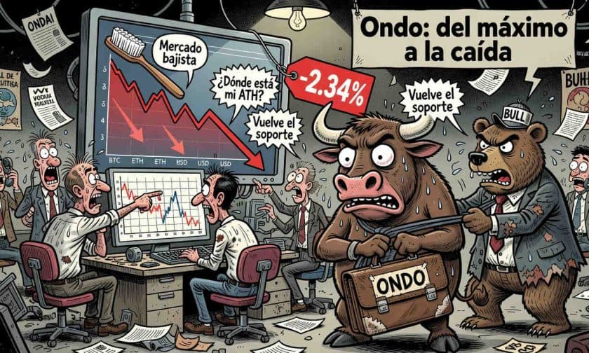 Ondo cae 2,34% y se acerca al soporte crítico de $0,314