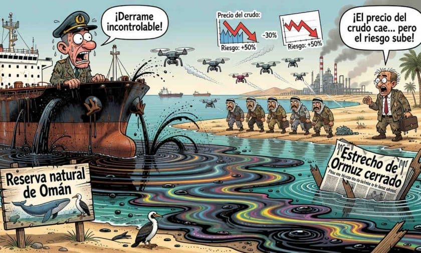 Petróleo cae por derrame en Omán y temores de oferta