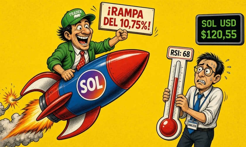 Solana sube 3,15% y busca romper resistencia en US$ 122,60