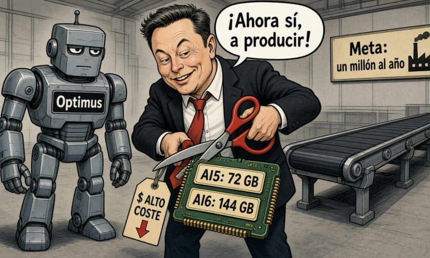 Tesla sube memoria AI5 a 96 GB para producir Optimus