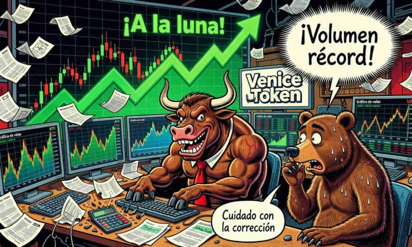 Venice Token sube 2% con volumen que duplica promedio mensual